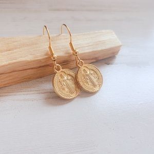 New Spiritual Gold Coin Earrings